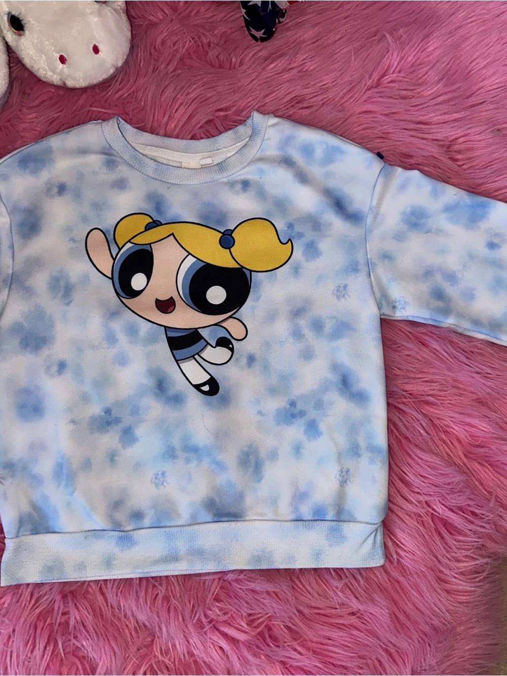 Power Puff Girls Cartoon Network Kids Bubbles Tie-Dye Sweatshirt - Picture 2 of 12